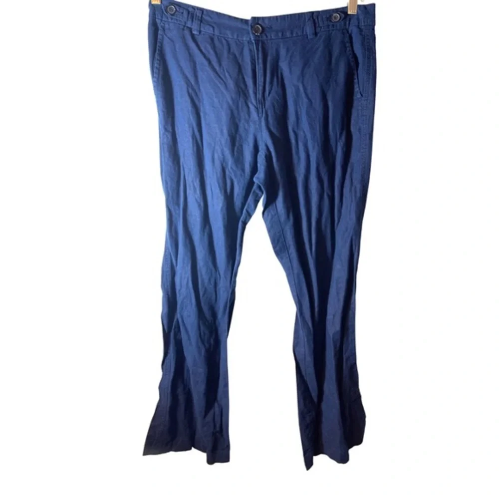 Banana Republic Navy Blue Wide Leg Linen‎ Cotton Pants 8